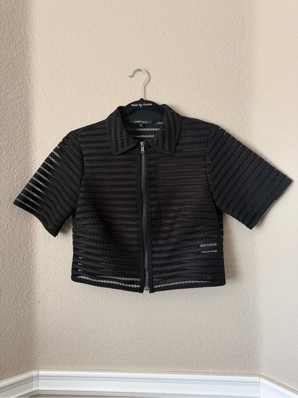 Nanette Lepore Black Mesh Overlay Top